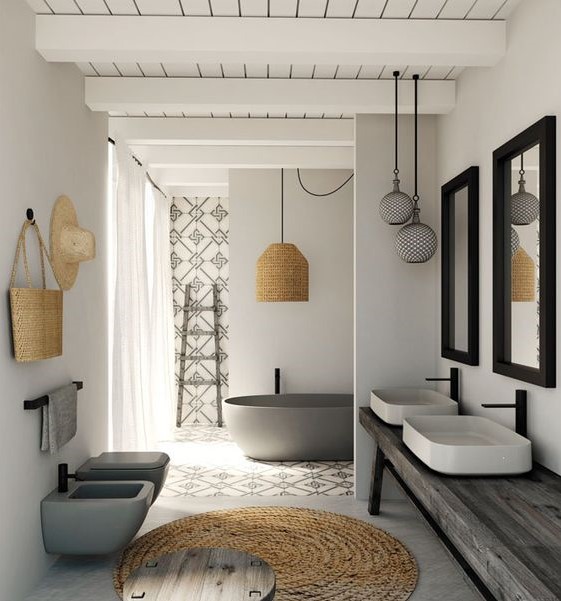 Zona del baño de una casa renovada en tiempos de coronavirus Zona del baño de una casa renovada en tiempos de coronavirus