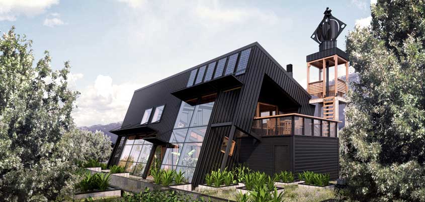 Imagen de una vivienda sostenible, ecológica y respetuosa con el medio ambiente