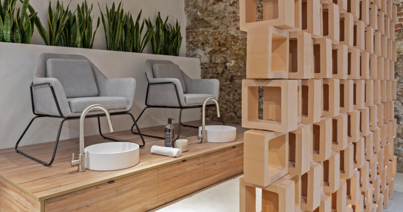 Detalle de la zona de los tratamientos de pies del Proyecto Espacio Noguera Detalle de la zona de los tratamientos de pies del Proyecto Espacio Noguera