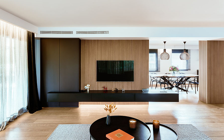 Detalle de la pared del del salón del piso de Sant Cugat del Vallés