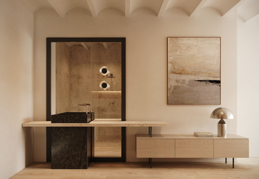 suite amb vestidor i bany Vista del cubo de madera